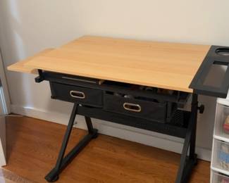 Adjustable Drafting Desk with Storage Drawers