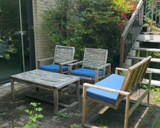 SAFAVIEH Outdoor Living Ozark Teak Look Wood 4-piece Patio Set