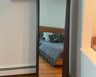 Modern Dark Wood Leaner Mirror