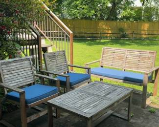 SAFAVIEH Outdoor Living Ozark Teak Look Wood 4-piece Patio Set