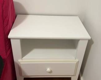 Modern White Nightstand with Drawer and Open Shelf
