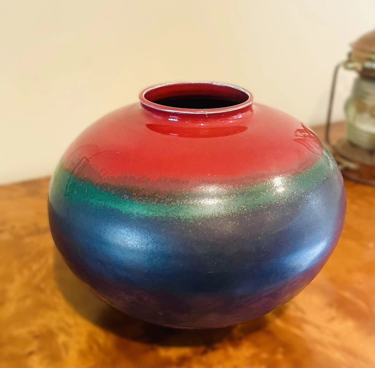 Signed Stoneware Bulbous Vase 