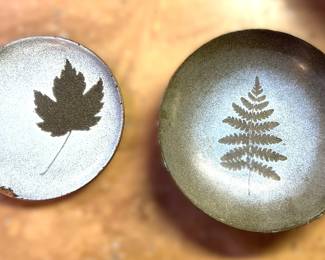 Vintage Leaf-Impression Trinket Dishes
