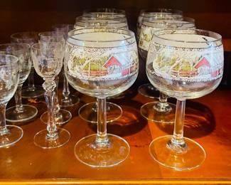 "Friendly Village" Wine Glasses