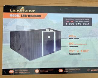 2026 LandHonor LHR-MS0608 6ft x 8ft Galvanized Apex Roof Metal Shed, Unused