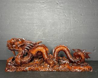 Hand Carved Boxwood Dragon Figurine