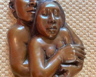 Bronze Sculpture of Embracing Couple
