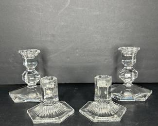 Val St. Lambert Crystal Candlesticks for Tiffany & Co. Louis Comfort Tiffany Collection