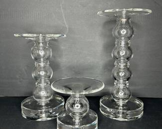 Glass Bubble Stem Candlestick Holders