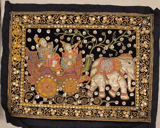 Kalaga Tapestry with Elephant and Chariot Scene