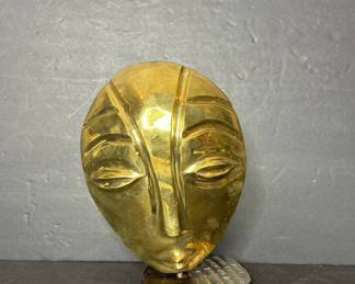 Hagenauer Style Brass Face Mask Sculpture