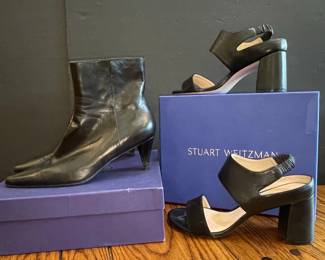 Stuart Weitzman Black Leather Ankle Boots and Slingback Heels