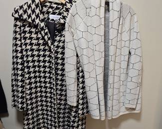 Calvin Klein Houndstooth Coat and Ann Taylor Geometric Cardigan