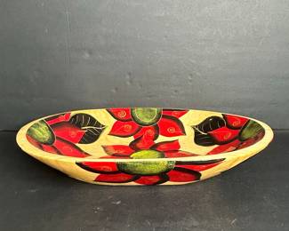 Hand-Painted Mexican Folk Art Wooden Bowl