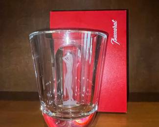 Baccarat "N&u" Crystal Vase with Etched Female Figure