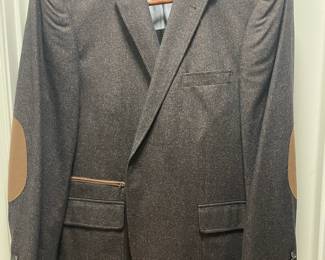 Vtg Charcoal Grey Blazer with Brown Elbow Patches