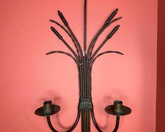 Wrought Iron Cattail Wall Sconce