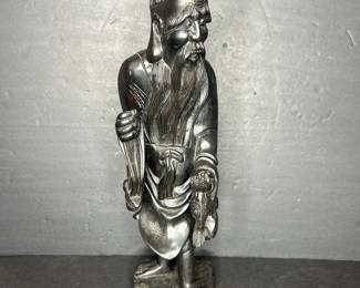 Vintage Chinese Carved Wood Figure of a Fisherman