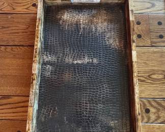 Inlay and Croc Embossed Leather Tray
