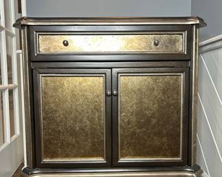 Hollywood Regency Style Black and Gold Accent Cabinet