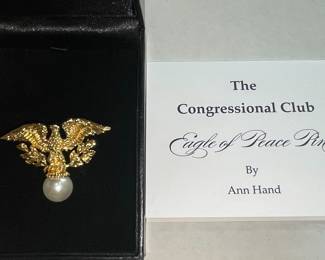 Ann Hand Congressional Club Eagle of Peace Pin with Pearl