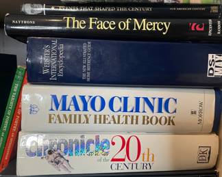 Collection of Reference Books including Mayo Clinic Family Health Book, Chronicle 20th Century, and others