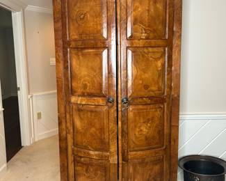 Burl Walnut Bow Front Cabinet