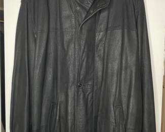 Men's Black Leather Car Coat