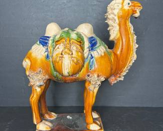 Tang Dynasty Sancai Glazed Camel Figurine