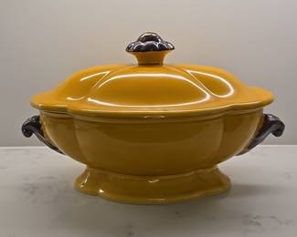 Yellow Ceramic Tureen with Lid