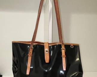 Dooney & Bourke Black Patent Leather Tote Bag