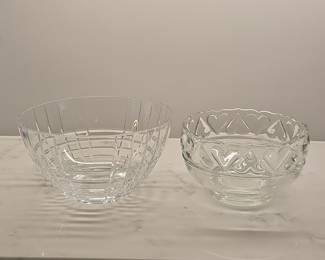 Crystal Bowls: Geometric Cut and Heart Motif