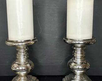 Pottery Barn "Antique Mercury" Pillar Candle Holders