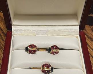 Nancy & Rise Sterling Silver Vermeil and Enamel Ladybug Cufflinks