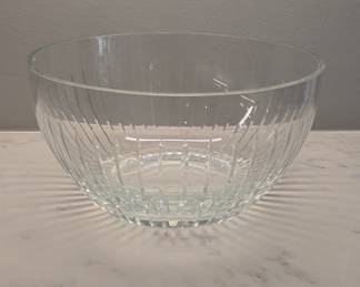 Vintage Ribbed Crystal Serving Bowl