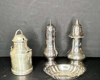 Sterling Silver Condiment Set, Creamer and Shakers