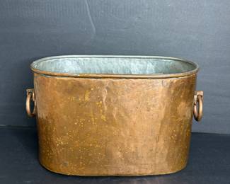 Vintage Copper Oval Tub with Handles