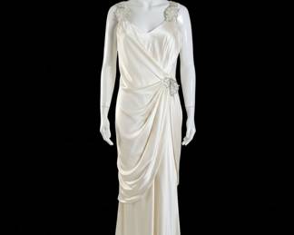Vintage Bias Cut Silk Gown with Beaded Embellishments