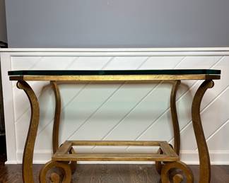 Hollywood Regency Style Gilt Metal and Glass Console Table