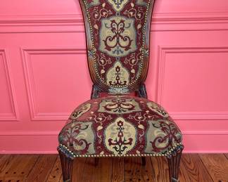 Round Pedestal Table and Upholstered Chairs