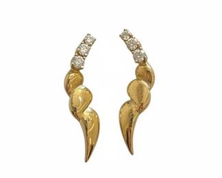14k Yellow Gold Swirl Drop Earrings