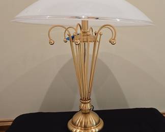 Vintage Brass and Glass Mushroom Table Lamp