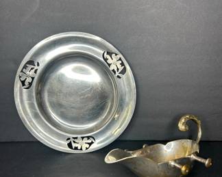 Riverwood Pewter Plate and Gravy Boat