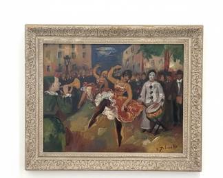 E. Dolosalla "Carnival Scene" Oil Painting