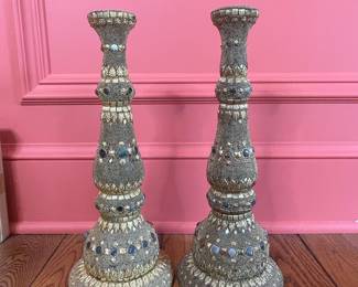 Ornate Bejeweled Candlesticks