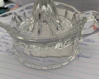 Clear pressed glass citrus juicer 1920