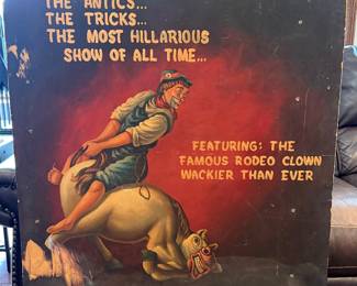Vintage hand-painted "Clown Extravaganza" advertising sign (38.25" W X 54.5" T)