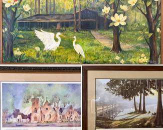 Candice Alexander origingal art, Kleinschmidt print, and Elton Louviere print