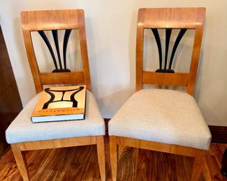 Pair of carved wood Biedemier-style side chairs. German c. 1930's