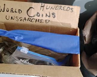 Couple pounds of foreign coins collected during foreign travel and ports of call